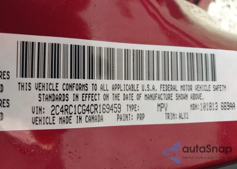 2012 Chrysler Town & Country Touring-L z USA, uszkodzony, nr VIN 2C4RC1CG4CR169459